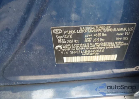 2017 Hyundai Sonata Limited 2.0T z USA, uszkodzony, nr VIN 5NPE34AB4HH507812